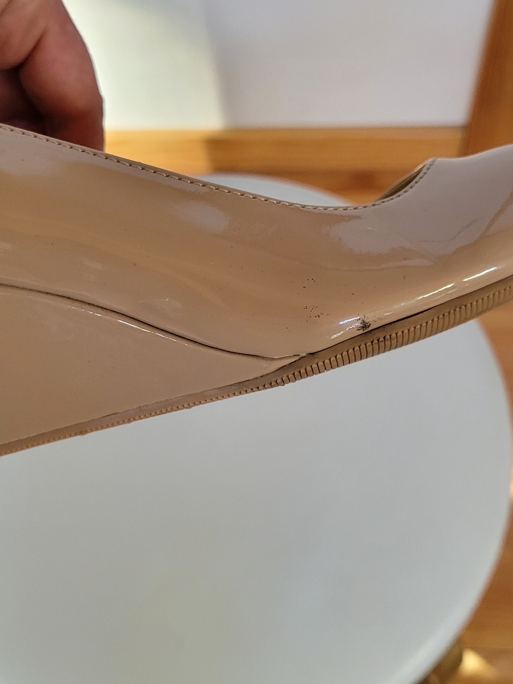 CL by Chinese Laundry- Classic Patent Wedge Pump in Nude - Picture 6 of 8